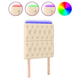 Zagłówek do łóżka z LED, kremowy, 80x7x118/128 cm, tkanina Lumarko! Lumarko!