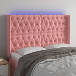 Zagłówek do łóżka z LED, różowy, 163x16x118/128 cm, aksamit Lumarko! Lumarko!