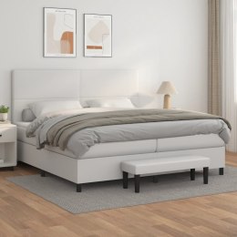 Łóżko kontynentalne z materacem, białe, ekoskóra 200x200 cm Lumarko! Lumarko!