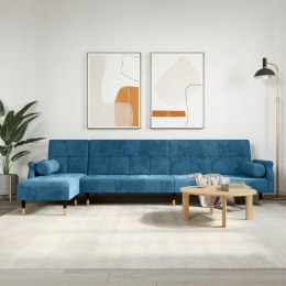Sofa rozkładana L, niebieska, 271x140x70 cm, aksamit Lumarko! Lumarko!