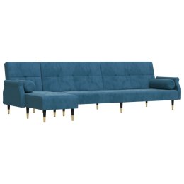 Sofa rozkładana L, niebieska, 271x140x70 cm, aksamit Lumarko! Lumarko!