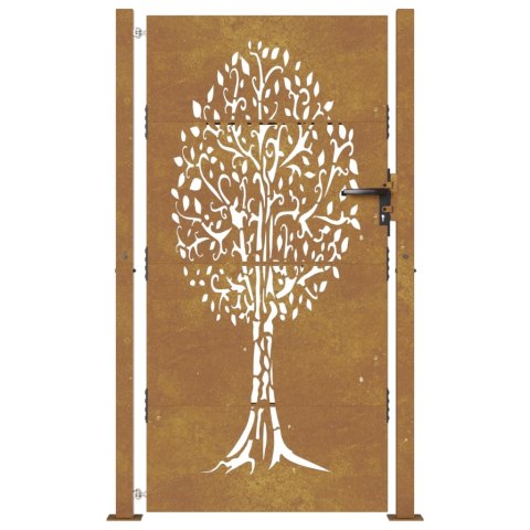 VidaXL Furtka ogrodowa, 100x175 cm, stal kortenowska, motyw drzewa
