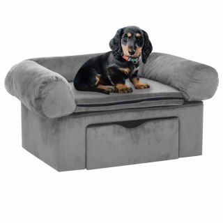 Sofa dla psa, z szufladą, szara, 75x50x38 cm, pluszowa Lumarko! Lumarko!