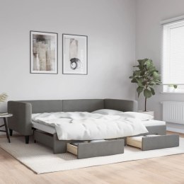 Sofa rozsuwana z szufladami, ciemnoszara, 100x200 cm, tkanina Lumarko! Lumarko!