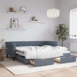 Sofa rozsuwana z szufladami, ciemnoszara, 90x190 cm, aksamit Lumarko! Lumarko!