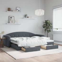 Sofa rozsuwana z szufladami, ciemnoszara, 90x190 cm, aksamit Lumarko! Lumarko!