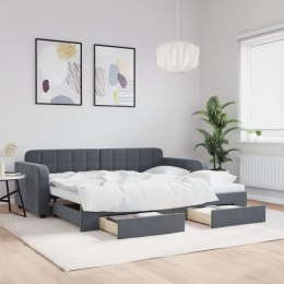 Sofa rozsuwana z szufladami, ciemnoszara, 90x190 cm, aksamit Lumarko! Lumarko!