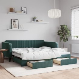 Sofa rozsuwana z szufladami, ciemnozielona, 100x200 cm, aksamit Lumarko! Lumarko!