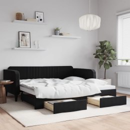 Sofa rozsuwana z szufladami, czarna, 100x200 cm, aksamit Lumarko! Lumarko!