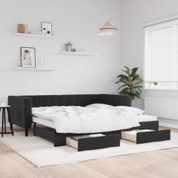 Sofa rozsuwana z szufladami, czarna, 100x200 cm, aksamit Lumarko! Lumarko!