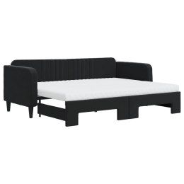 Sofa rozsuwana z materacami, czarna, 80x200 cm, aksamit Lumarko! Lumarko!