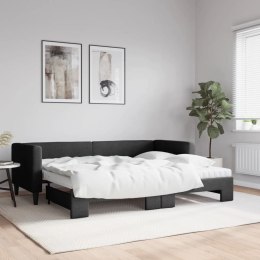 Sofa rozsuwana z materacami, czarna, 80x200 cm, tkanina Lumarko! Lumarko!