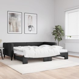 Sofa rozsuwana z materacami, czarna, 90x200 cm, tkanina Lumarko! Lumarko!