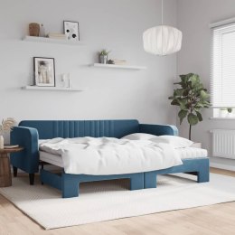 Sofa rozsuwana z materacami, niebieska, 90x200 cm, aksamit Lumarko! Lumarko!