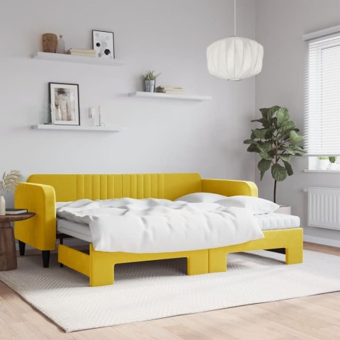 Sofa rozsuwana z materacami, żółta, 90x200 cm, aksamit Lumarko! Lumarko!