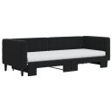 Sofa rozsuwana z materacami, czarna, 80x200 cm, aksamit Lumarko! Lumarko!