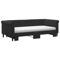 Sofa rozsuwana z materacami, czarna, 90x190 cm, aksamit Lumarko! Lumarko!