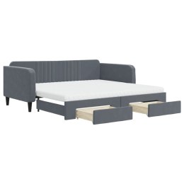 Sofa rozsuwana z szufladami, ciemnoszara, 100x200 cm, aksamit Lumarko! Lumarko!