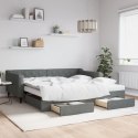 Sofa rozsuwana z szufladami, ciemnoszara, 100x200 cm, tkanina Lumarko! Lumarko!
