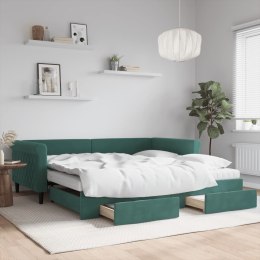 Sofa rozsuwana z szufladami, ciemnozielona, 100x200 cm, aksamit Lumarko! Lumarko!