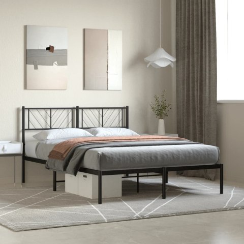 Metalowa rama łóżka z wezgłowiem, czarna, 160x200 cm Lumarko! Lumarko!