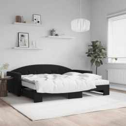 Sofa rozsuwana z materacami, czarna, 90x190 cm, aksamit Lumarko! Lumarko!