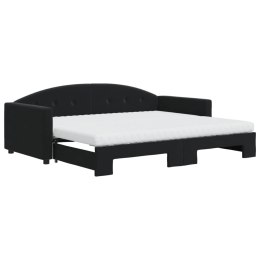 Sofa rozsuwana z materacami, czarna, 90x190 cm, aksamit Lumarko! Lumarko!