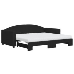 Sofa rozsuwana z materacami, czarna, 90x190 cm, tkanina Lumarko! Lumarko!