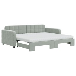 Sofa rozsuwana z materacami, jasnoszara, 90x190 cm, aksamit Lumarko! Lumarko!