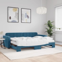 Sofa rozsuwana z materacami, niebieska, 80x200 cm, aksamit Lumarko! Lumarko!