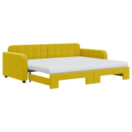 Sofa rozsuwana z materacami, żółta, 90x200 cm, aksamit Lumarko! Lumarko!