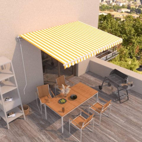 Automatycznie zwijana markiza, 450 x 300 cm, żółto-biała Lumarko! Lumarko!