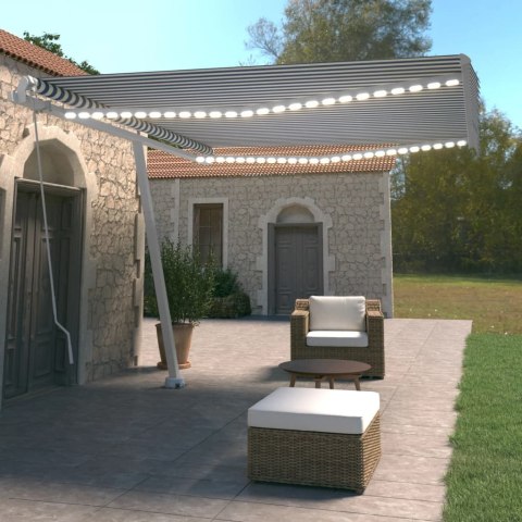 Ręcznie zwijana markiza z LED, 400 x 350 cm, niebiesko-biała Lumarko! Lumarko!