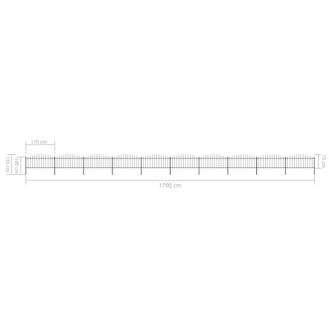 Panele ogrodzeniowe z grotami, stal, (0,5-0,75) x 17 m, czarne Lumarko! Lumarko!