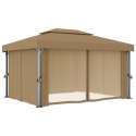 Altana ogrodowa z zasłonami, 4 x 3 m, kolor taupe, aluminium Lumarko! Lumarko!