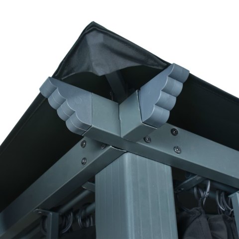 Altana z zasłonami i lampkami LED, 3x3 cm, antracyt, aluminium Lumarko! Lumarko!