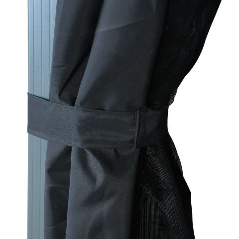 Altana z zasłonami i lampkami LED, 3x3 cm, antracyt, aluminium Lumarko! Lumarko!