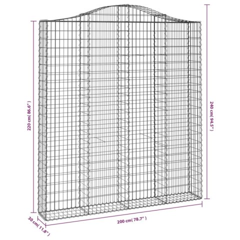 Kosze gabionowe, 2 szt, 200x30x220/240 cm, galwanizowane żelazo Lumarko! Lumarko!