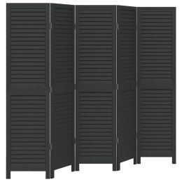 Parawan pokojowy, 5-panelowy, czarny, lite drewno paulowni Lumarko! Lumarko!