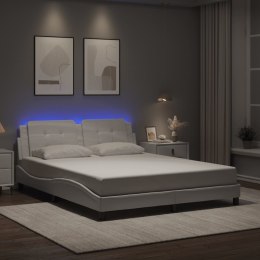 Rama łóżka z LED, biała, 160x200 cm, sztuczna skóra Lumarko! Lumarko!