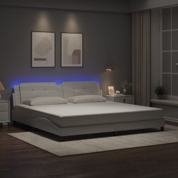 Rama łóżka z LED, biała, 200x200 cm, sztuczna skóra Lumarko! Lumarko!