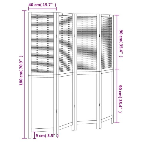 Parawan pokojowy, 4-panelowy, biały, lite drewno paulowni Lumarko! Lumarko!