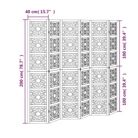 Parawan pokojowy, 6-panelowy, brązowo-czarny, lita paulownia Lumarko! Lumarko!