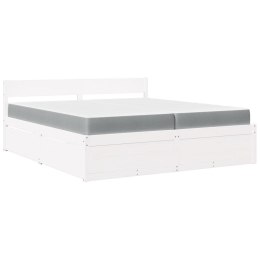 Łóżko z szufladami i materacem, białe, 200x200 cm, sosnowe Lumarko! Lumarko!