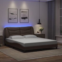 Rama łóżka z LED, brązowa, 160x200 cm, sztuczna skóra Lumarko! Lumarko!