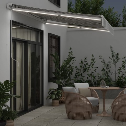 Ręcznie zwijana markiza z LED, antracytowo-biała, 350x250 cm Lumarko! Lumarko!