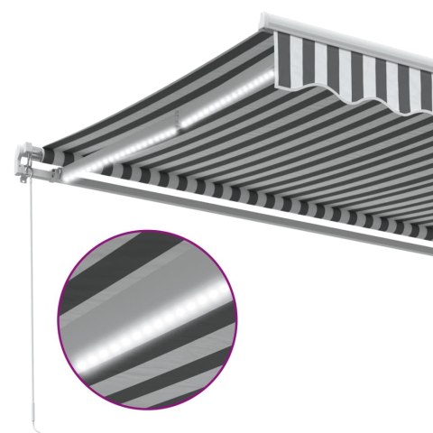 Ręcznie zwijana markiza z LED, antracytowo-biała, 350x250 cm Lumarko! Lumarko!