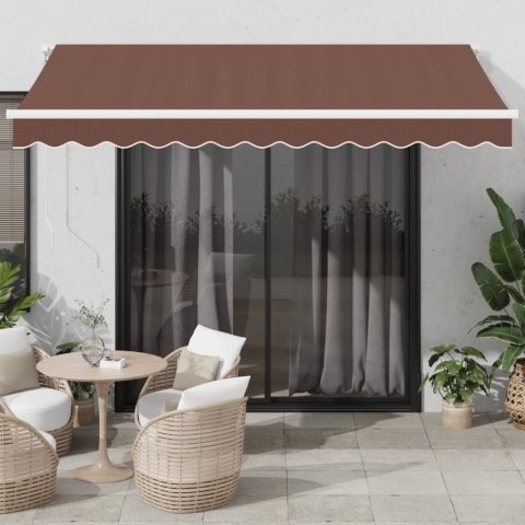 Ręcznie zwijana markiza z LED, brązowa, 350x250 cm Lumarko! Lumarko!