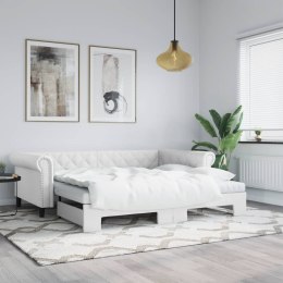 Sofa rozsuwana z materacami, biała, 90x200 cm, sztuczna skóra Lumarko! Lumarko!