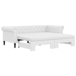 Sofa rozsuwana z materacami, biała, 90x200 cm, sztuczna skóra Lumarko! Lumarko!